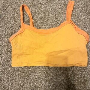 Aerie Duo Tone Orange Ribbed Scoop Bikini Top